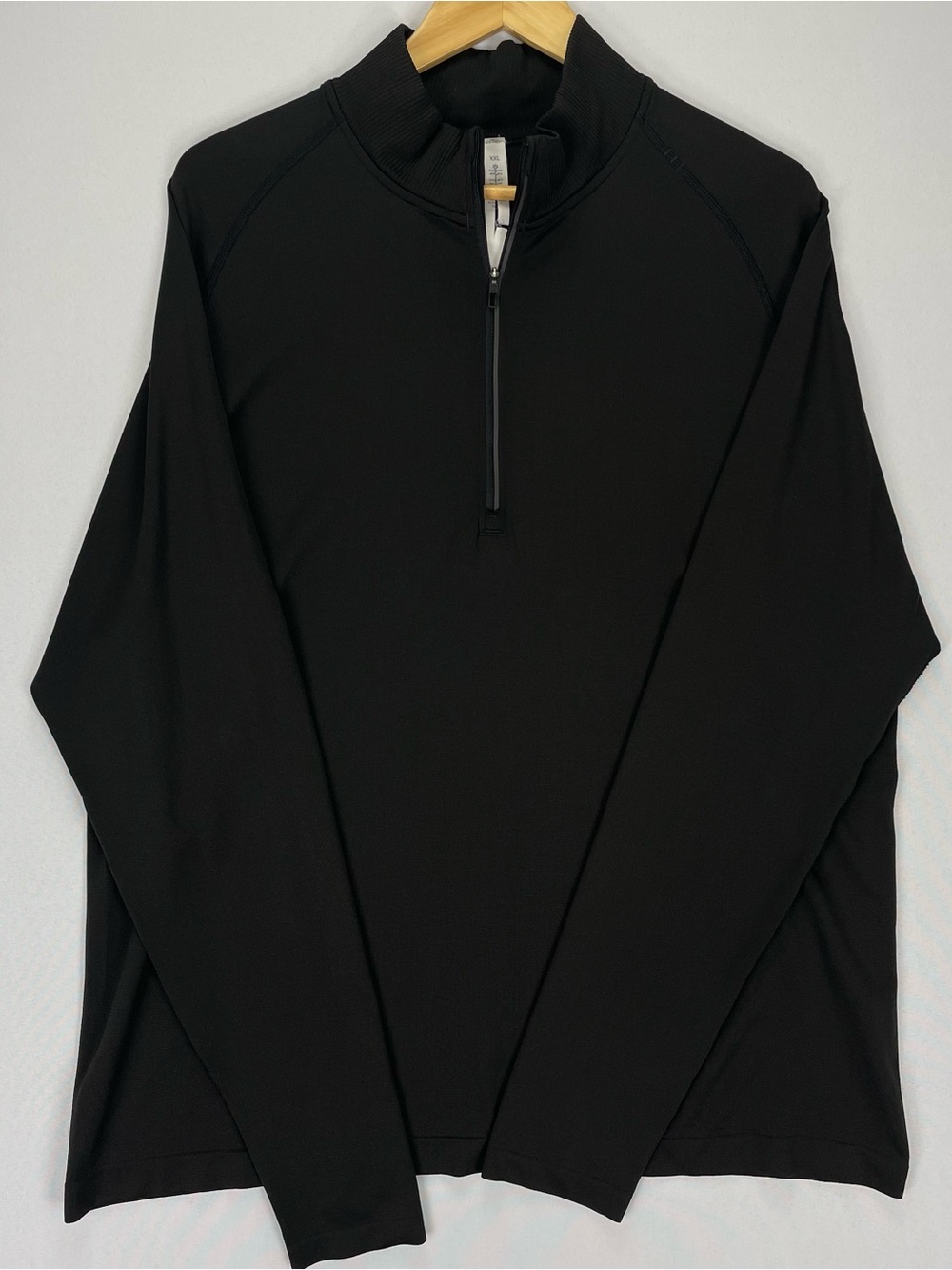 Lululemon Men's Black 1/4 Zip Mock Neck Solid Logo Pullover, Size XXL